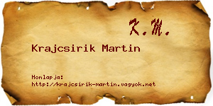 Krajcsirik Martin névjegykártya
